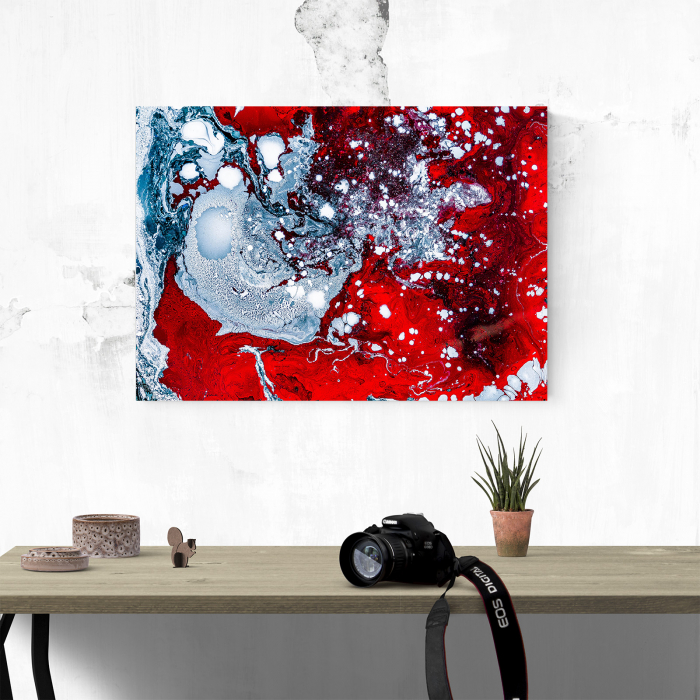Tablou canvas abstract, Amestec de culori: alb & rosu [4]