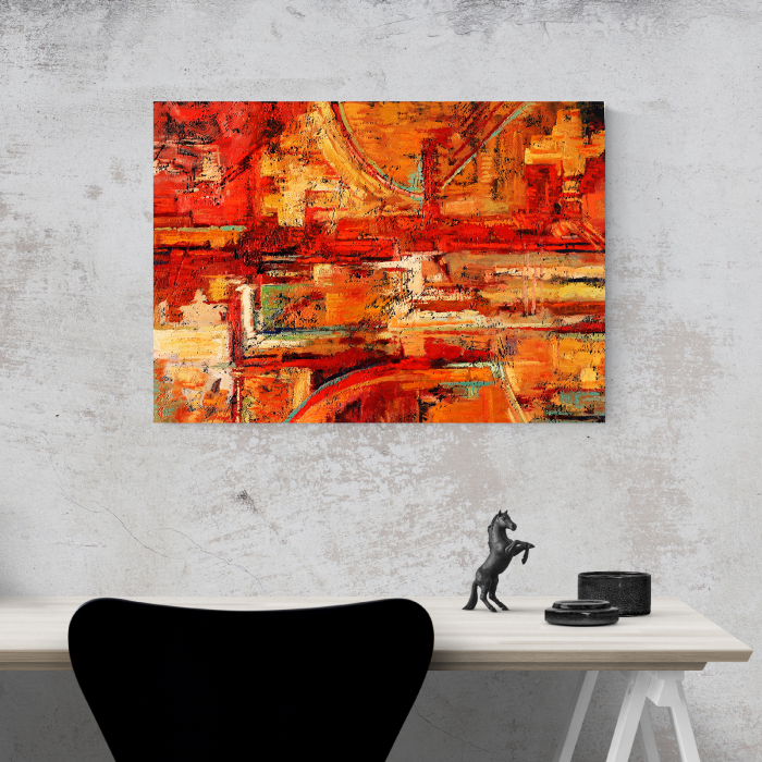 Tablou canvas abstract, Caramizi rosiatice [2]