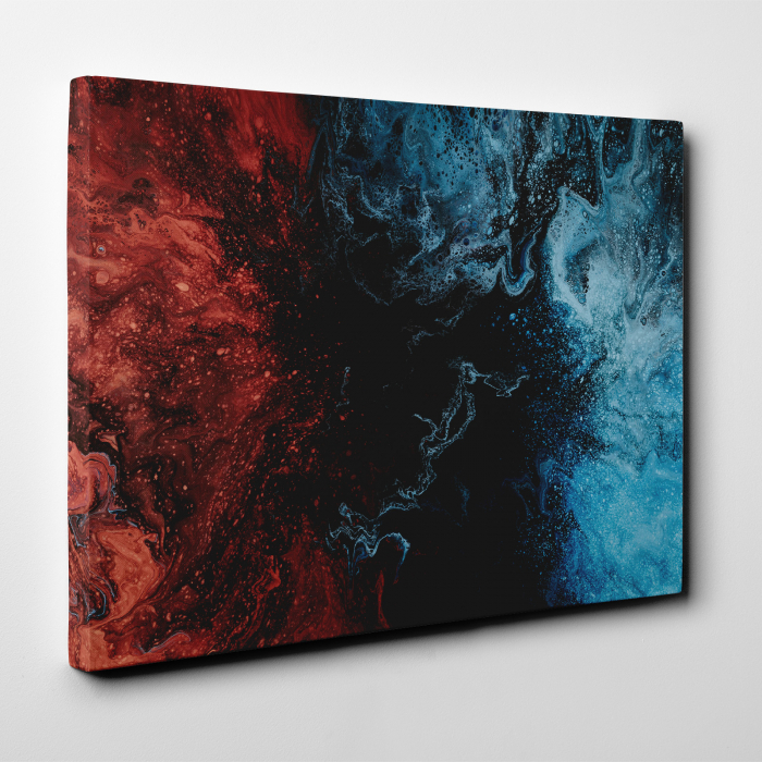 Tablou canvas abstract, Explozie de culori: rosu & albastru [2]