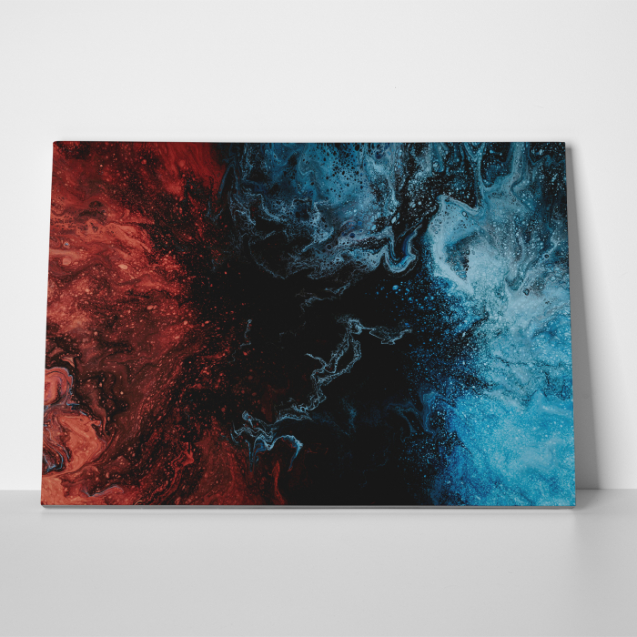 Tablou canvas abstract, Explozie de culori: rosu & albastru [3]