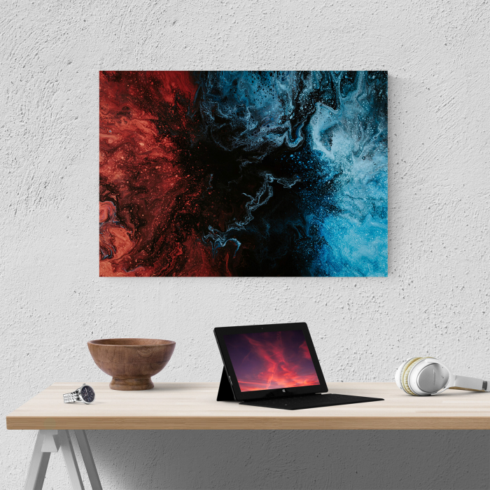 Tablou canvas abstract, Explozie de culori: rosu & albastru [4]