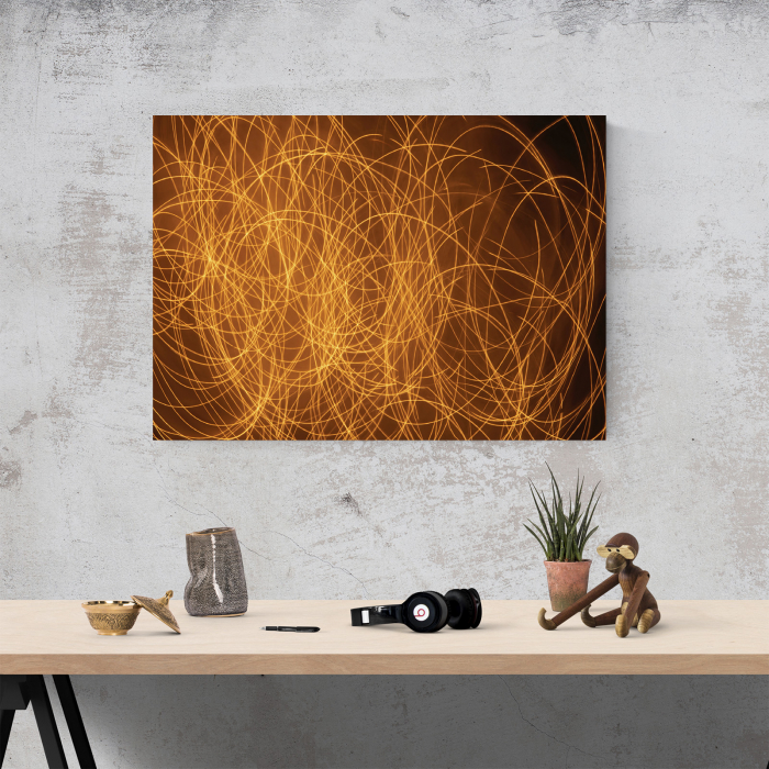 Tablou canvas abstract, Linii aurii incurcate [4]