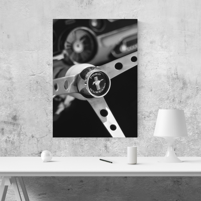 Tablou canvas auto-moto, Logo Ford Mustang pe volan [4]