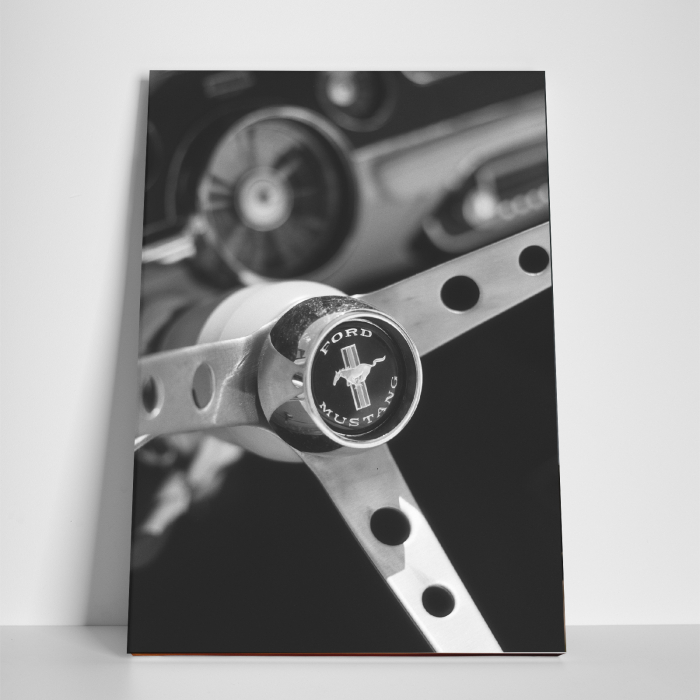 Tablou canvas auto-moto, Logo Ford Mustang pe volan [3]