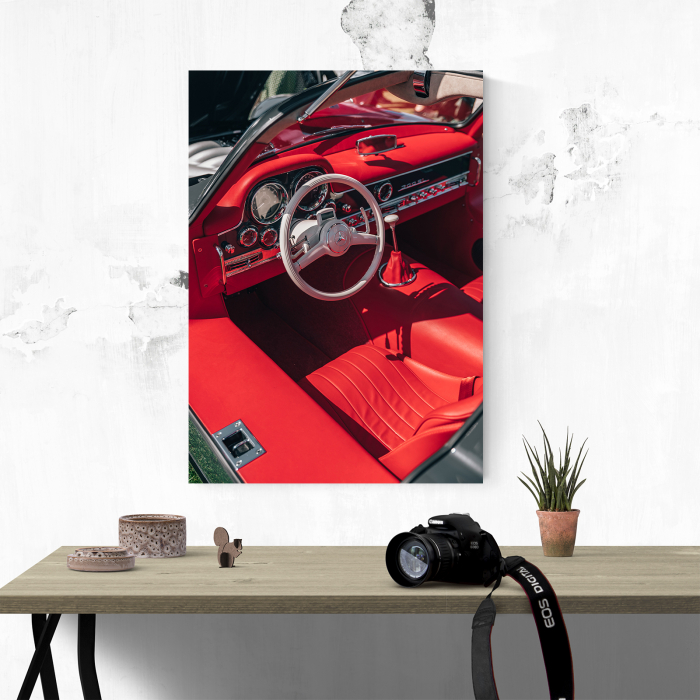 Tablou canvas auto-moto, Mercedes 300SL interior rosu [4]