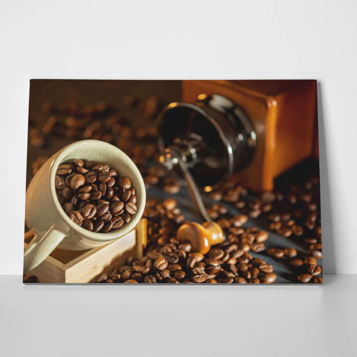 Tablou canvas bucatarie, Cafea boabe la rasnita [3]