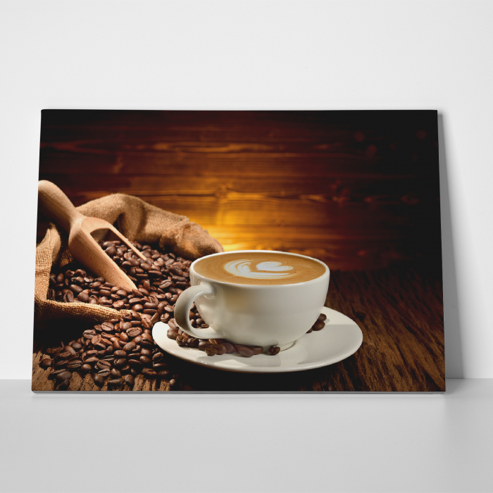 Tablou canvas bucatarie, Cafea crema & boabe [3]