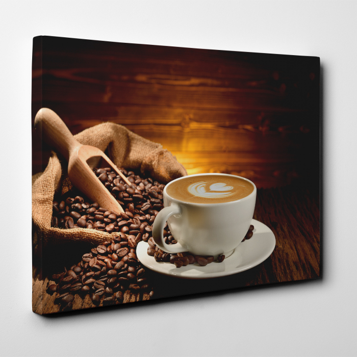 Tablou canvas bucatarie, Cafea crema & boabe [2]