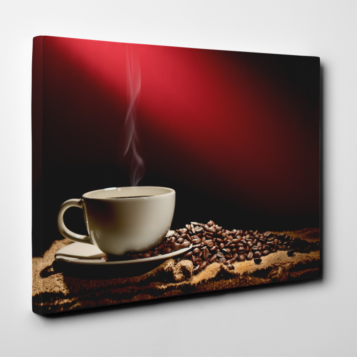 Tablou canvas bucatarie, Cafea proaspata & boabe [2]