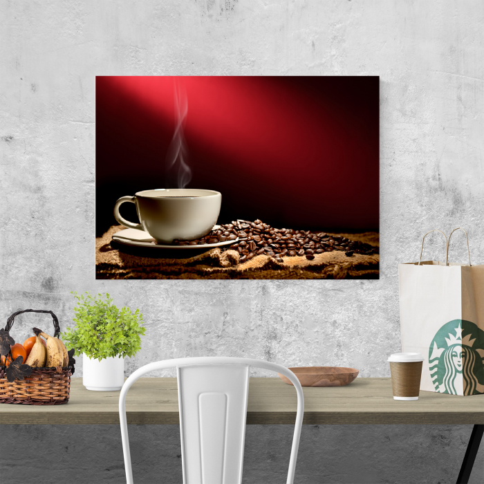 Tablou canvas bucatarie, Cafea proaspata & boabe [4]