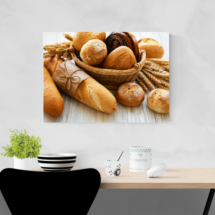 Tablou canvas bucatarie, Cos cu paine [4]