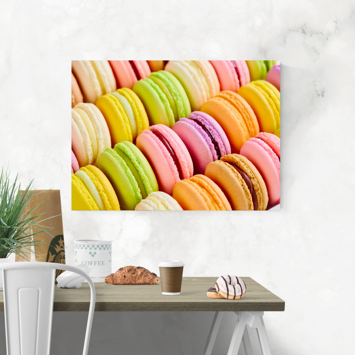 Tablou canvas bucatarie, Curcubeu de macarons [4]