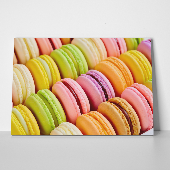 Tablou canvas bucatarie, Curcubeu de macarons [3]