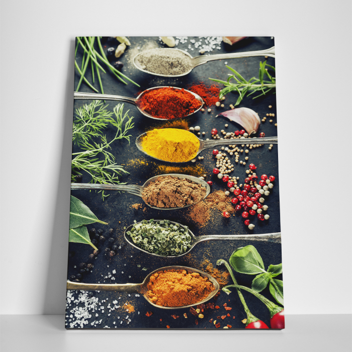 Tablou canvas bucatarie, Metal Spoons and Spices [2]