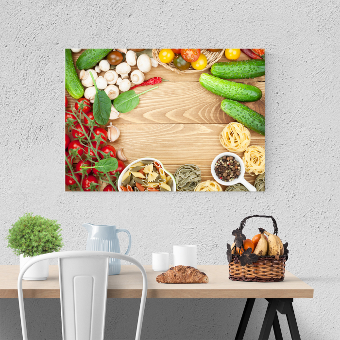 Tablou canvas bucatarie, Mushrooms and tomatoes [4]