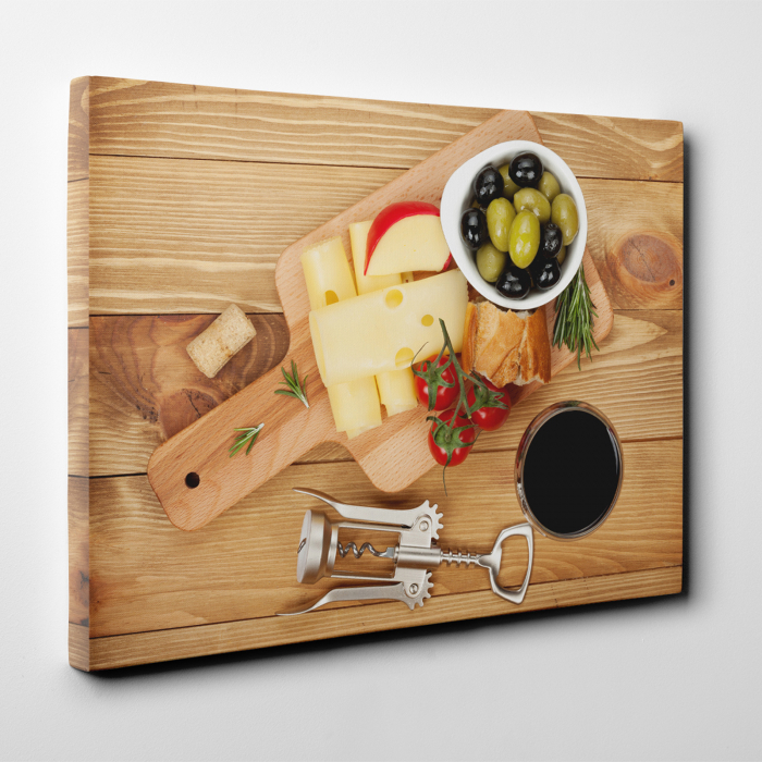 Tablou canvas bucatarie, Olives, cheese and wine [3]