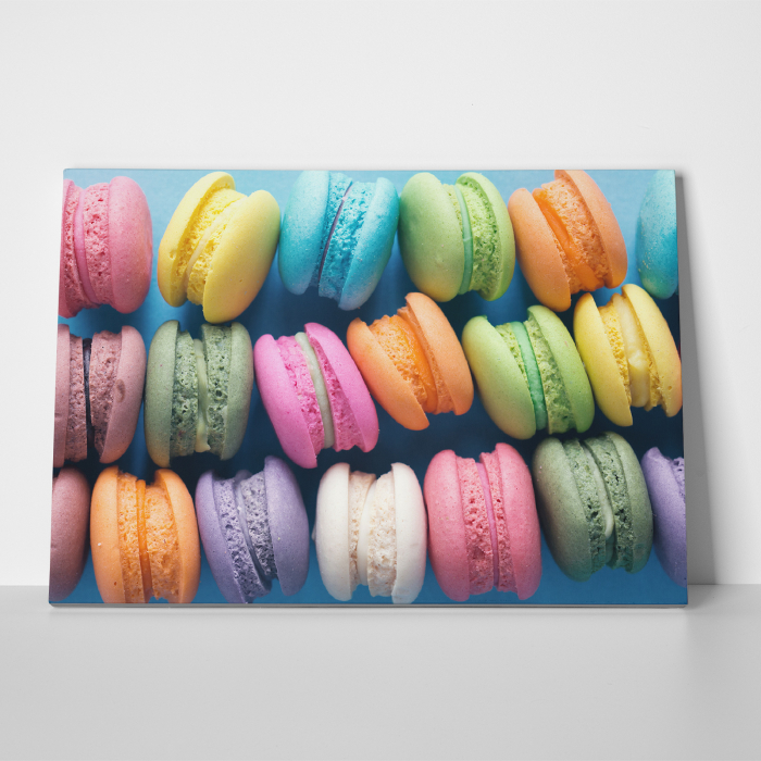 Tablou canvas bucatarie, Prajituri macarons multicolore [3]