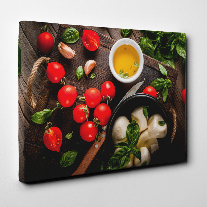 Tablou canvas bucatarie, Rosii, mozarella si ulei de masline [2]