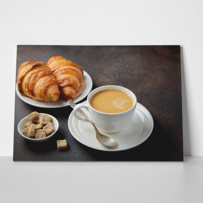 Tablou canvas bucatarie, Un mic dejun perfect: cafea & croisant [3]