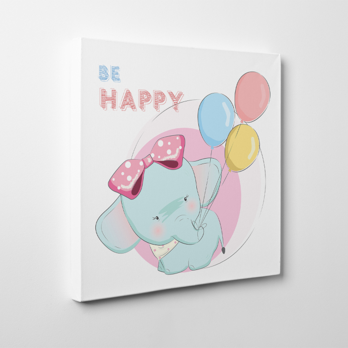 Tablou canvas cu desene pentru camera copiilor, Bebe elefant si baloanele [3]
