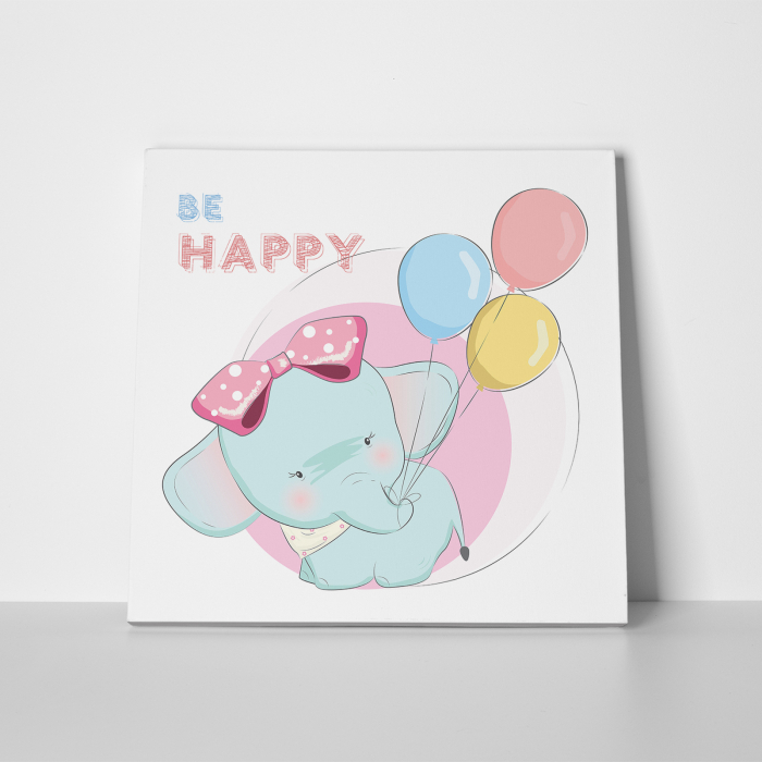 Tablou canvas cu desene pentru camera copiilor, Bebe elefant si baloanele [2]