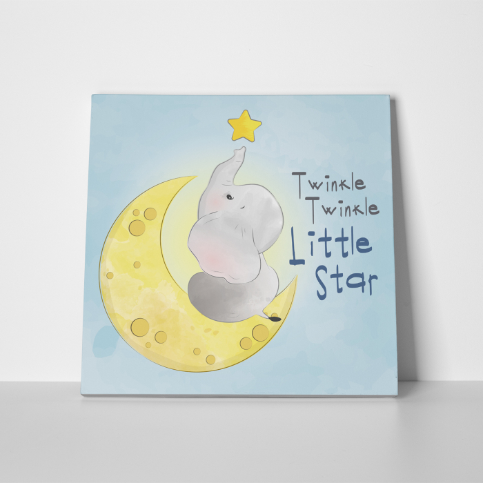 Tablou canvas cu desene pentru camera copiilor, Elefantul, luna si stelele [2]