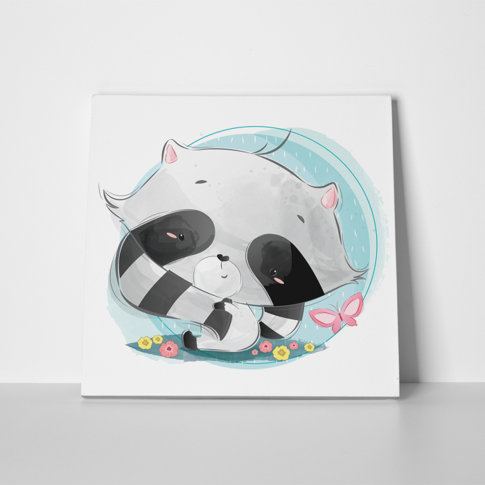 Tablou canvas cu desene pentru camera copiilor, Bebe raton isi tine codita [2]