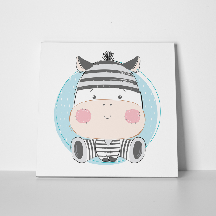 Tablou canvas cu desene pentru camera copiilor, Bebe zebra in haine zebrate [2]