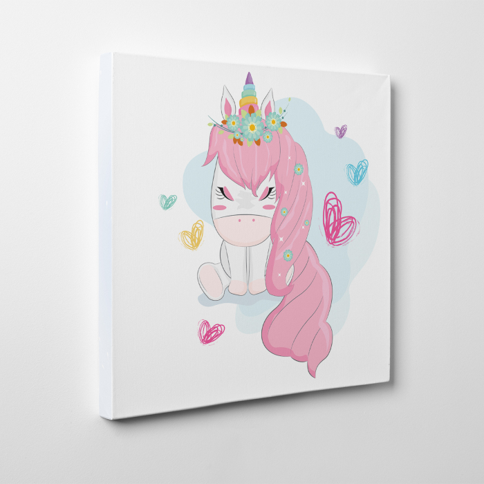 Tablou canvas cu desene pentru camera copiilor, Un bebe unicorn superb [3]
