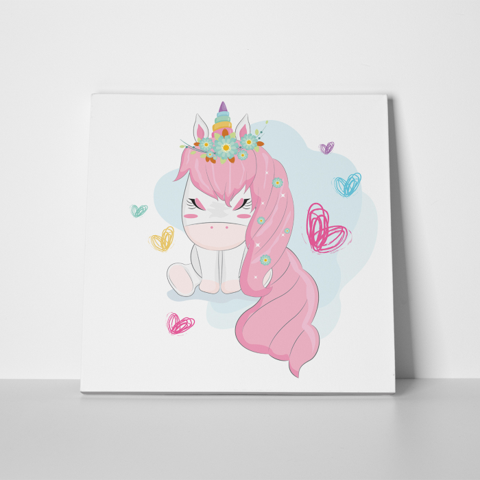 Tablou canvas cu desene pentru camera copiilor, Un bebe unicorn superb [2]