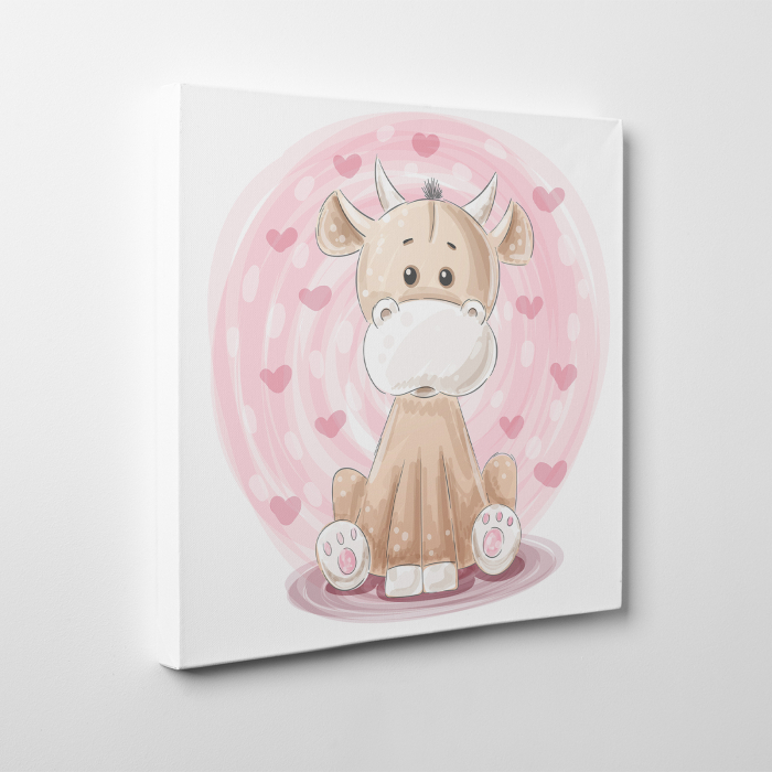 Tablou canvas cu desene pentru camera copiilor, O vacuta draguta [3]
