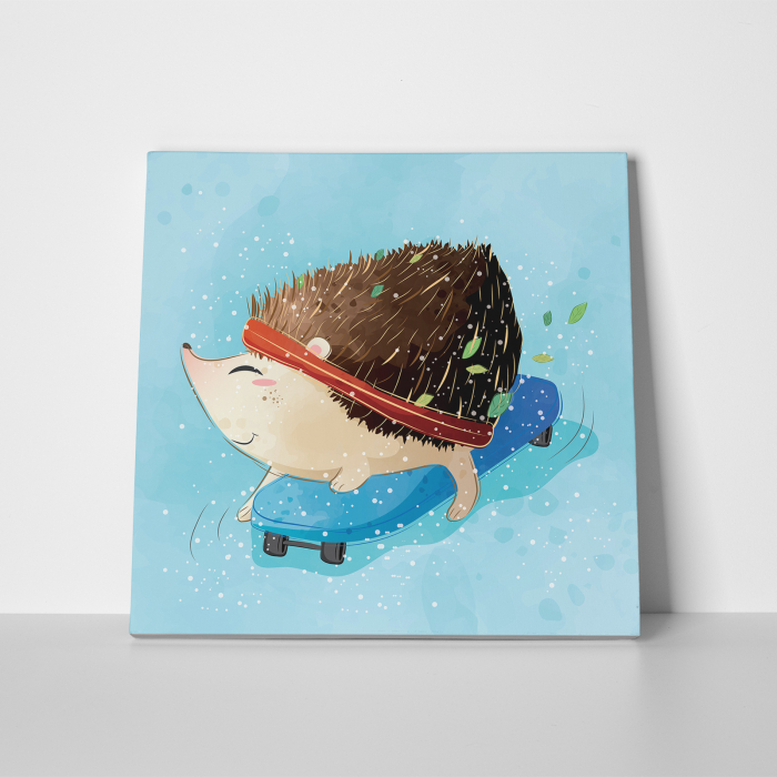 Tablou canvas cu desene pentru camera copiilor, Arici simpatic pe skateboard [3]