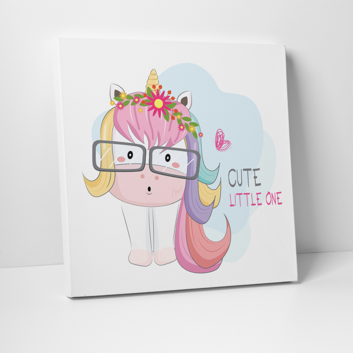 Tablou canvas cu desene pentru camera copiilor, Micul unicorn cu ochelari [3]