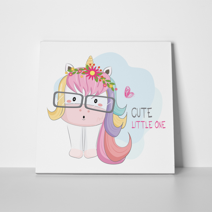Tablou canvas cu desene pentru camera copiilor, Micul unicorn cu ochelari [2]