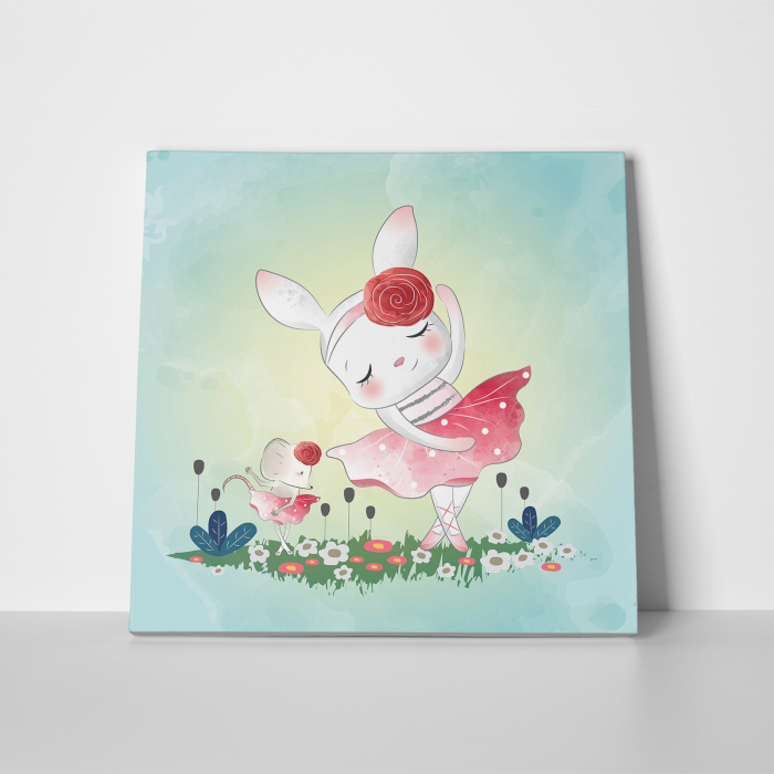 Tablou canvas cu desene pentru camera copiilor, Micuta iepuroaica dansatoare [2]