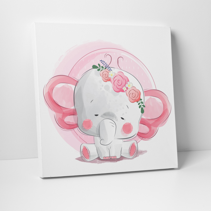 Tablou canvas cu desene pentru camera copiilor, Bebe elefant [3]