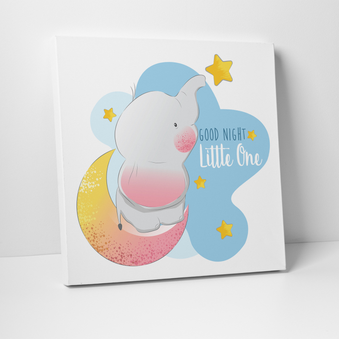 Tablou canvas cu desene pentru camera copiilor, Noapte buna micutule elefant [3]
