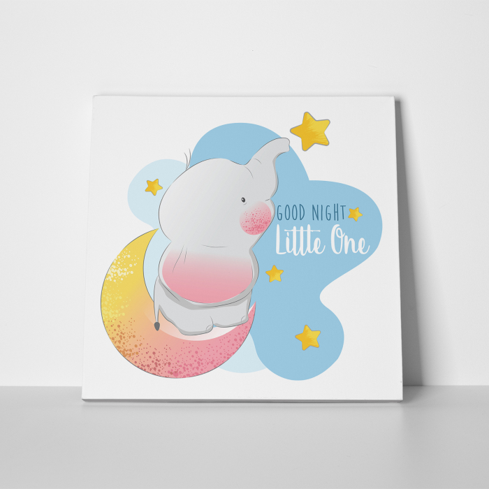 Tablou canvas cu desene pentru camera copiilor, Noapte buna micutule elefant [2]