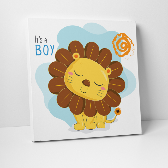 Tablou canvas cu desene pentru camera copiilor, Leul floarea soarelui [2]