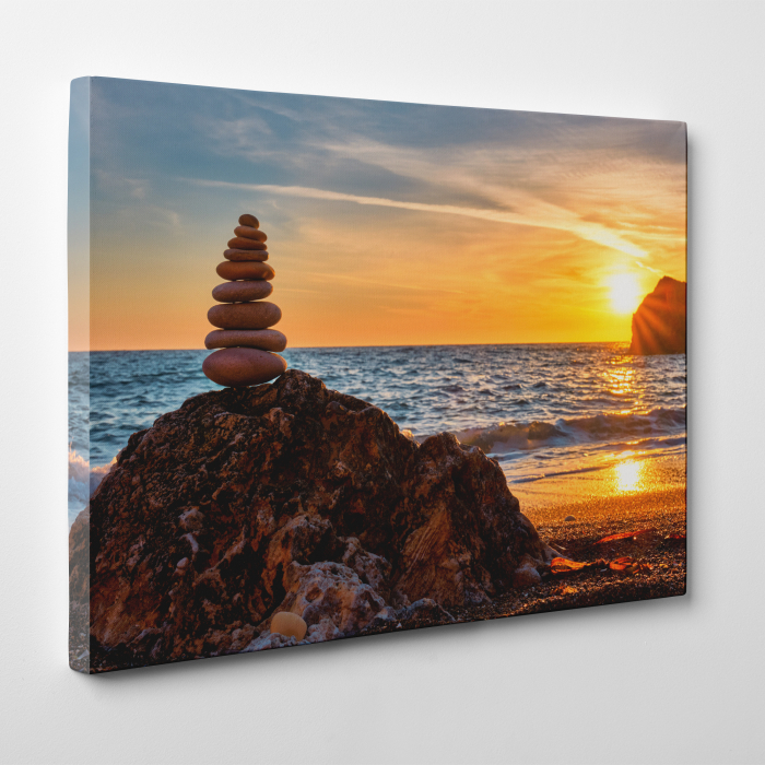 Tablou canvas Feng Shui, motiv oriental, Harmony Stone Stack Beach [3]