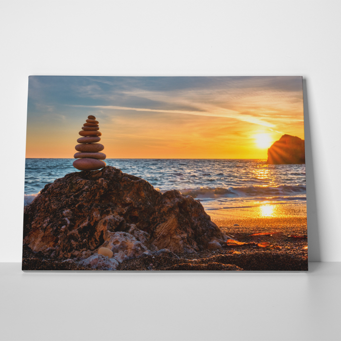 Tablou canvas Feng Shui, motiv oriental, Harmony Stone Stack Beach [2]