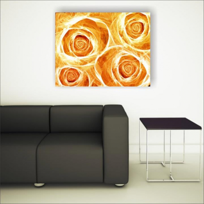 Tablou canvas floral, Orange Wireframe Roses [2]