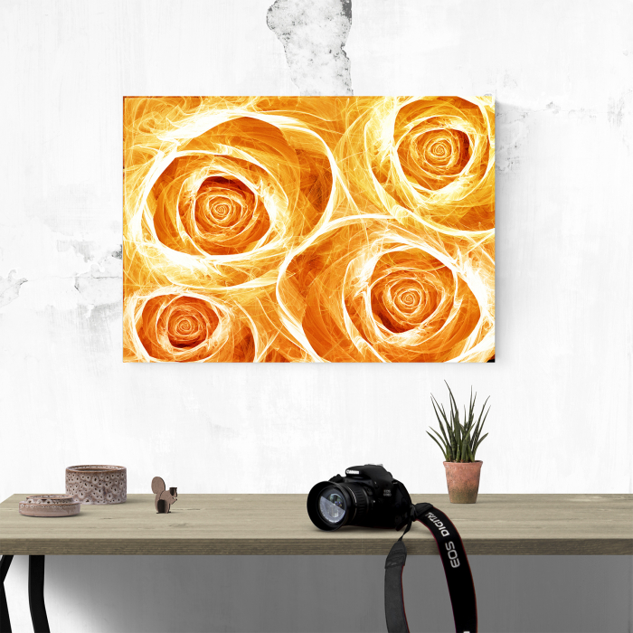 Tablou canvas floral, Orange Wireframe Roses [5]