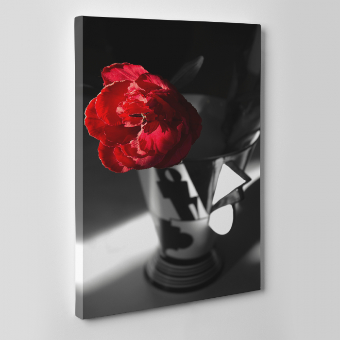 Tablou canvas floral, Red Rose on Black [4]