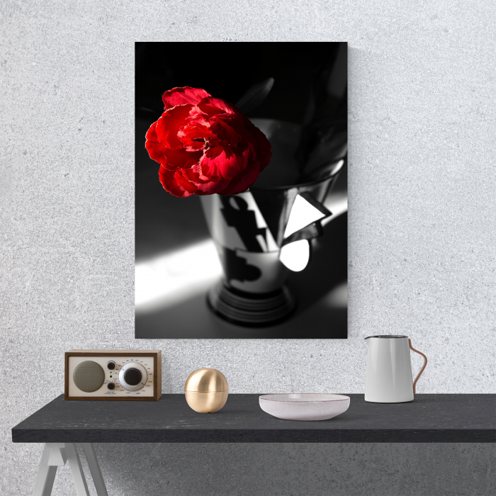 Tablou canvas floral, Red Rose on Black [2]