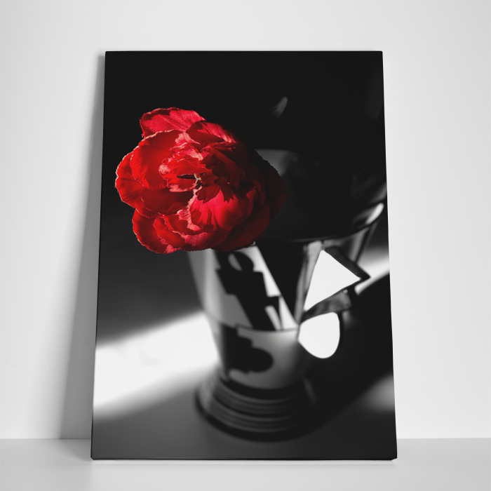 Tablou canvas floral, Red Rose on Black [3]