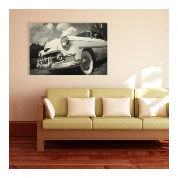 Tablou canvas retro, Old White Car [3]