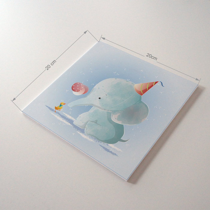 Tablou panou PVC cu desene pentru camera copiilor, Baby Elephant Having Birthday [3]