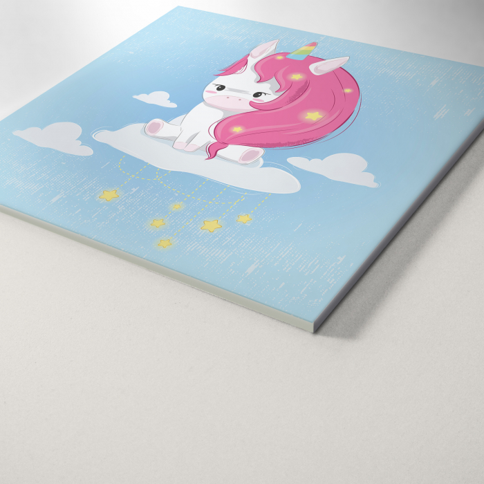 Tablou panou PVC cu desene pentru camera copiilor, Cute Unicorn on the Cloud [3]
