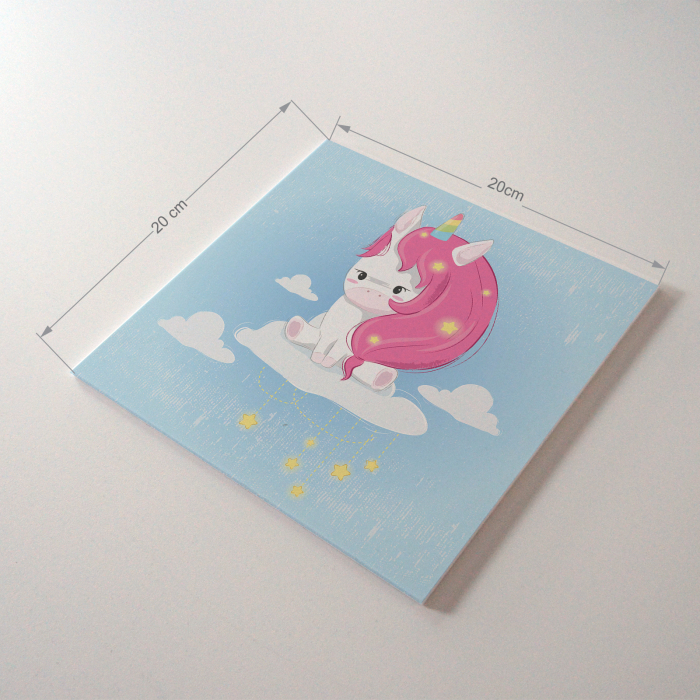 Tablou panou PVC cu desene pentru camera copiilor, Cute Unicorn on the Cloud [4]